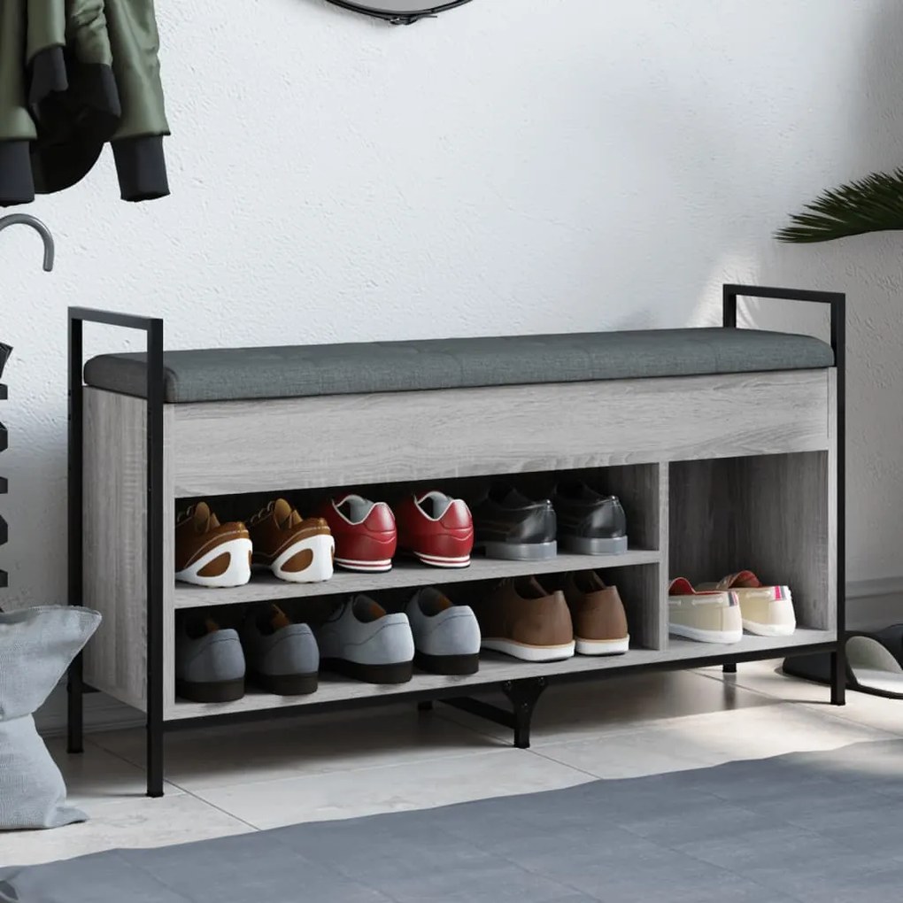Panca porta scarpe grigio sonoma 105,5x32x57,5 cm