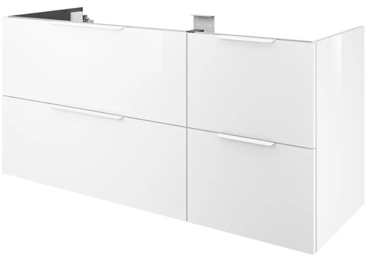 Mobile da bagno sotto lavabo SENSEA Neo bianco laccato lucido L 135 x H 64 x P 48 cm 4 cassetti, lavabo non incluso
