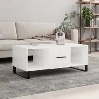 Tavolino da Salotto Bianco Lucido 102x50x40cm Legno Multistrato 829326