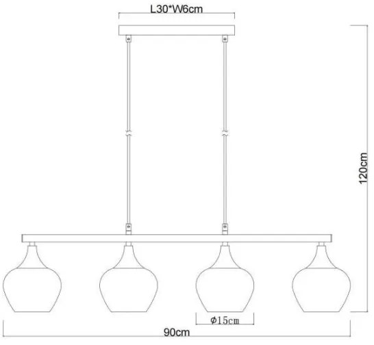 Globo 15548-4H1 - Lampadario a sospensione con filo MAXY 4xE27/40W/230V nero