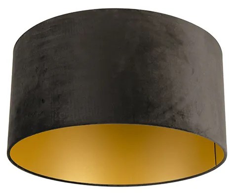 Paralume in velluto nero 50/50/25 con interno dorato