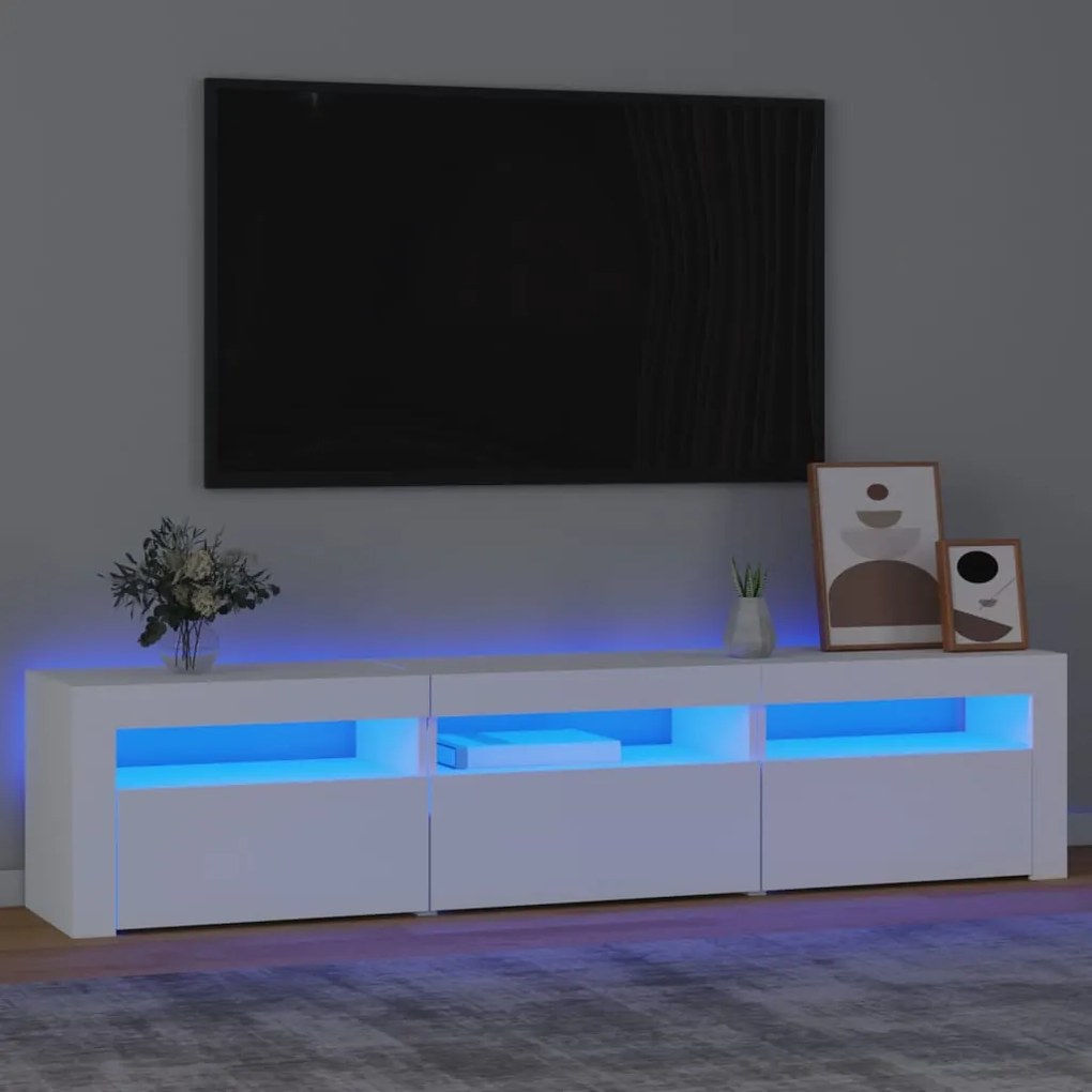 Mobile porta tv con luci led bianco 180x35x40 cm