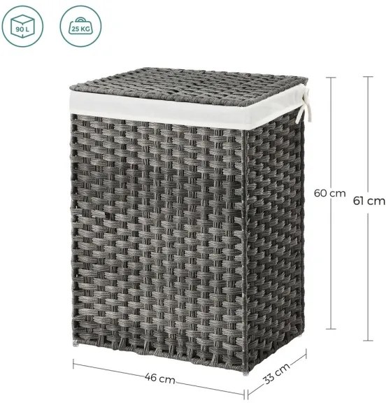 Cesto porta biancheria BLAINE grigio