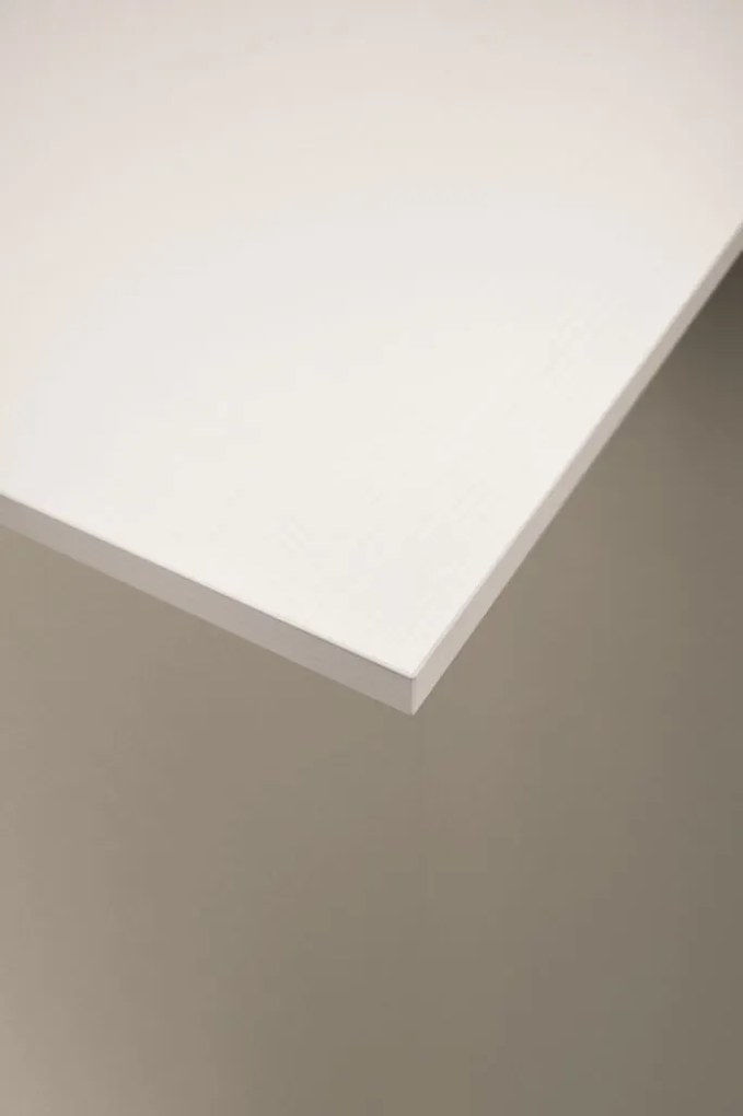 Tavolo VOLPAIA in legno, finitura bianco frassinato e metallo verniciato bianco, allungabile 160×90 cm – 210×90 cm