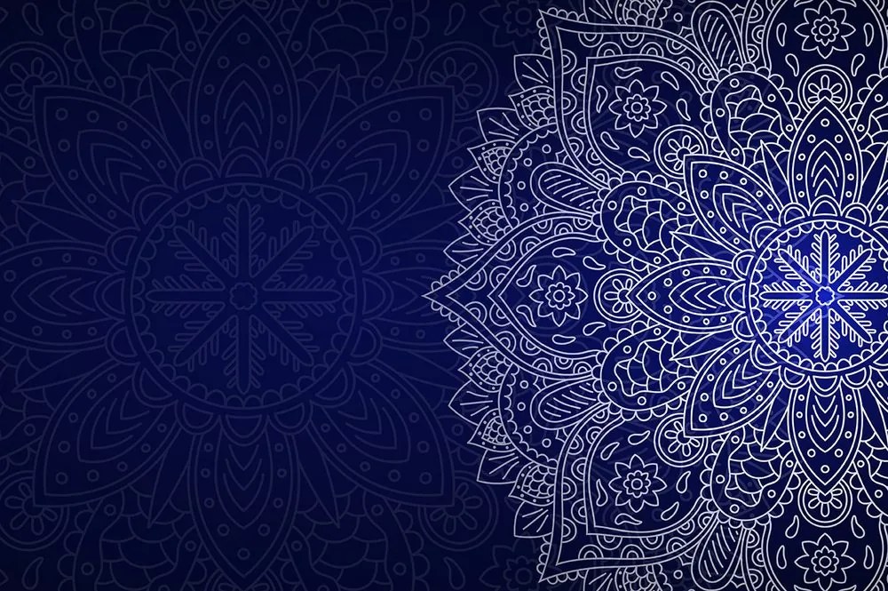 Carta da parati autoadesiva – Mandala blu scuro
