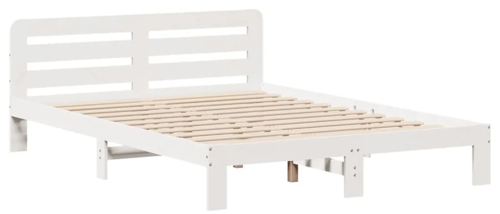 Letto senza materasso bianco 140x190 cm legno massello di pino