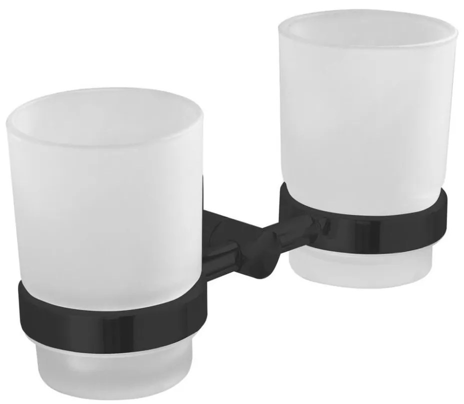 Aqualine - Portaspazzolino a parete SAMBA bianco latte vetro/opaco nero