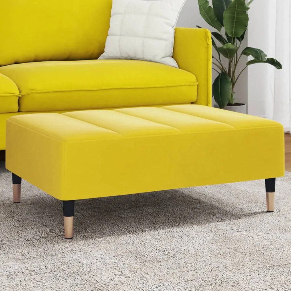 Poggiapiedi Giallo 77x55x31 Cm İn Velluto /