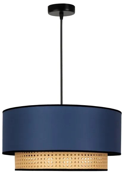 Duolla - Lampadario a sospensione con filo BOHO 1xE27/15W/230V diametro 45 cm blu/rattan