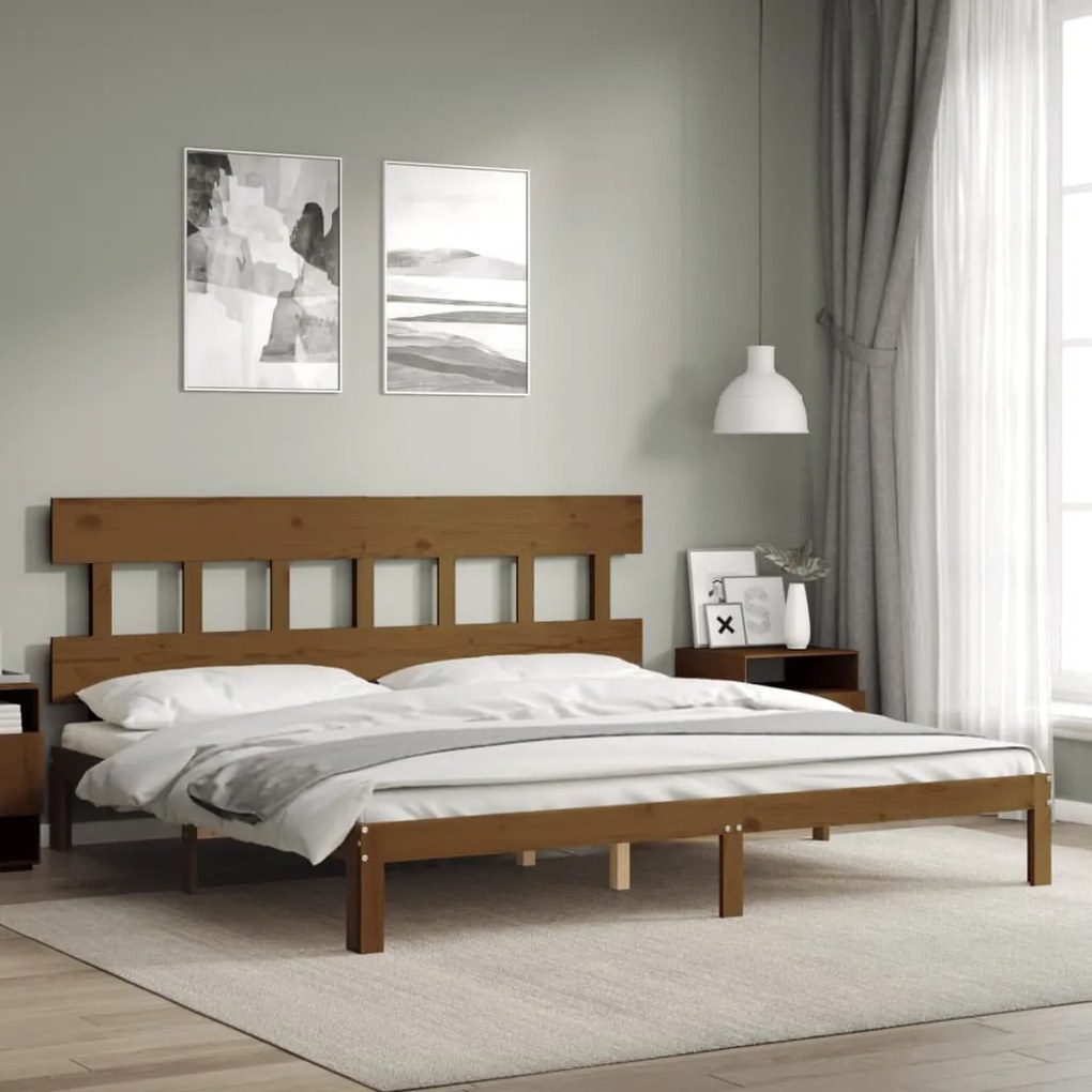 Giroletto Con Testiera Ambra 200x200 Cm İn Legno Massello /