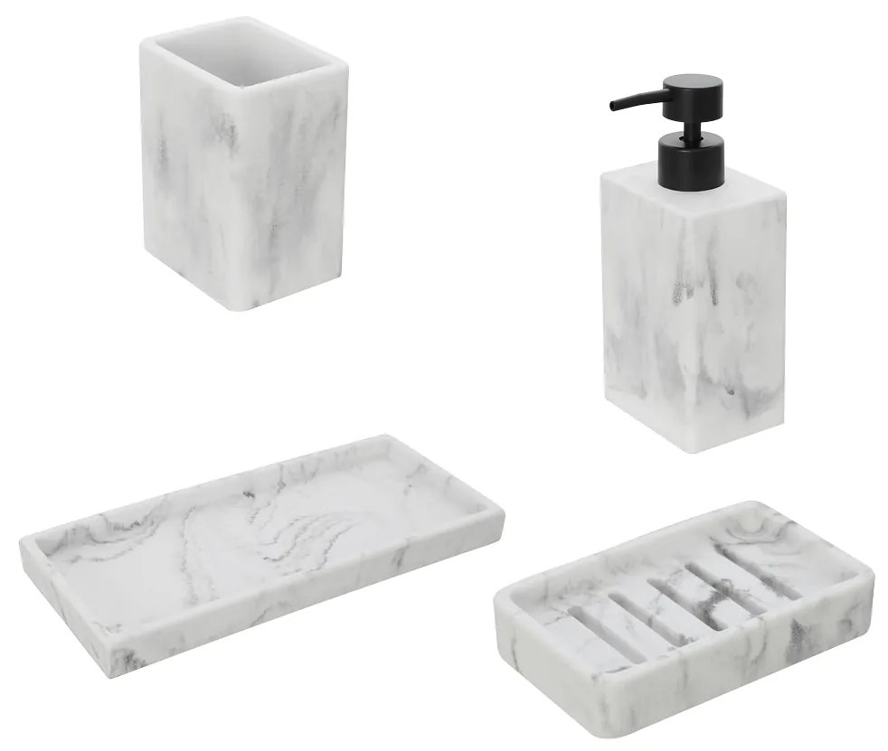 Set 4 Accessori D'Appoggio Feridras "Marmo" Effetto Marmo