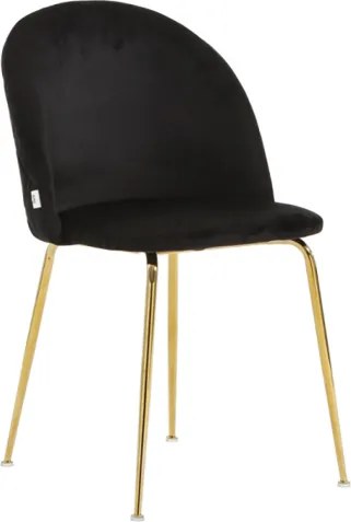 Sedia da pranzo in velluto Nero con gambe in metallo Oro - PARIS 2 sedie