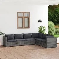 Set Divani da Giardino 6 pz con Cuscini in Polyrattan Grigio 3101717