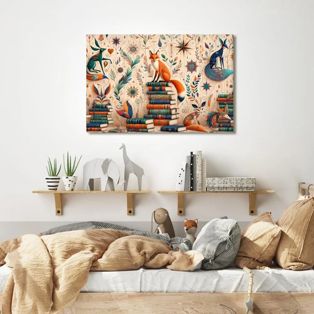 Quadro su tela – Volpi in biblioteca