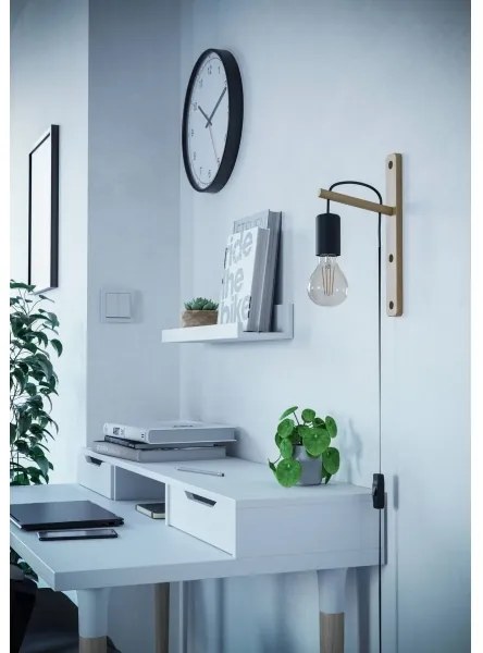 Eglo 44013 - Applique POCKLEY 1xE27/10W/230V marrone/nero