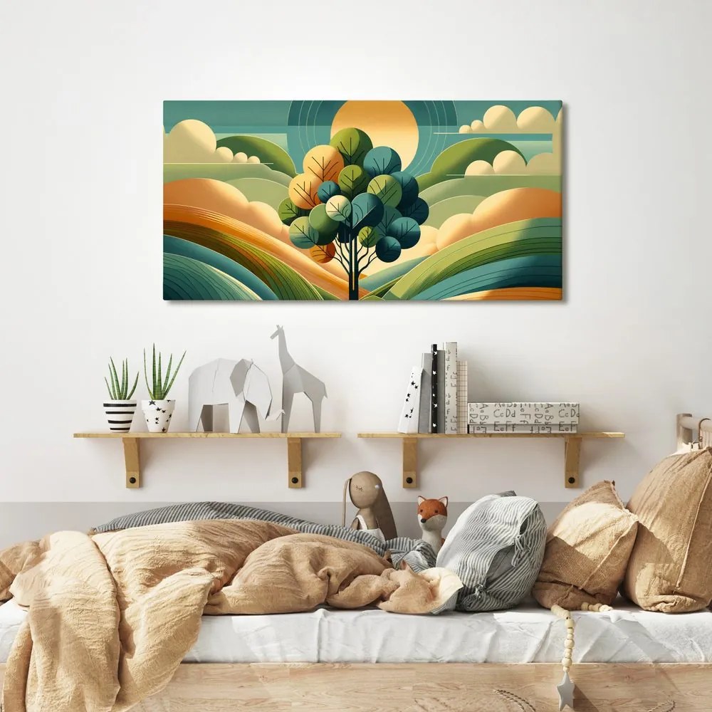 Quadro su tela – Albero della vita e sole in armonia