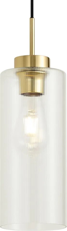 Lampada a sospensione Art Déco oro con vetro trasparente per sistema a binario monofase - Iconic Laura