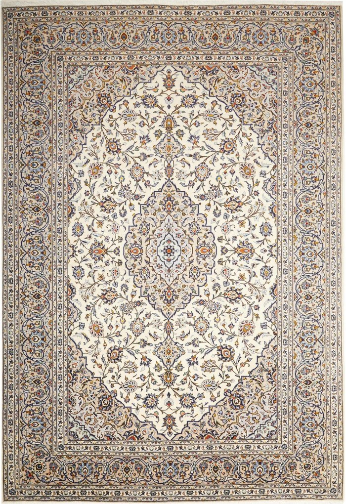 Kashan Tappeto persiano 340x240 Beige (Iran) Annodato A Mano