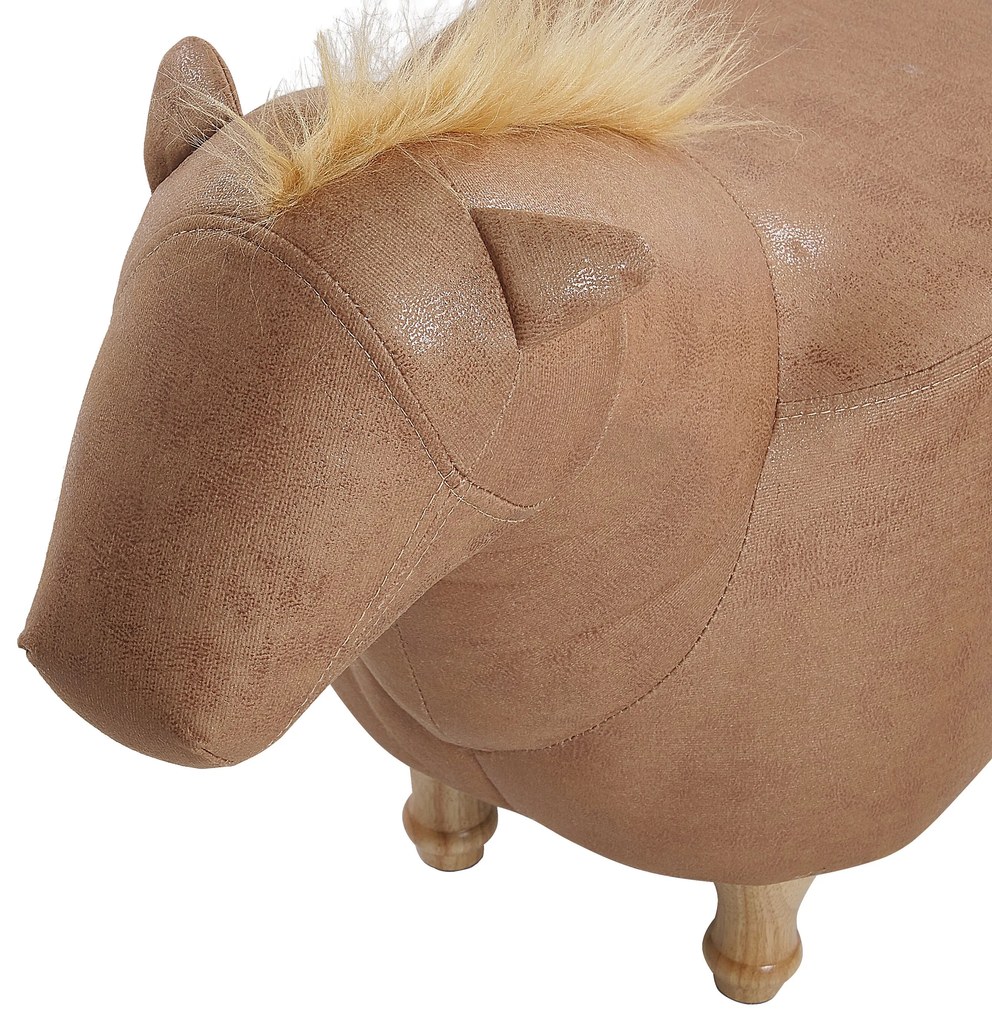 Pouf animaletto in similpelle beige HORSE Beliani