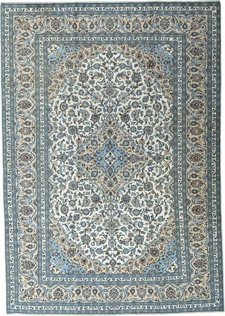 Kashan Tappeto 420 x 290 Beige (Iran) Annodato A Mano