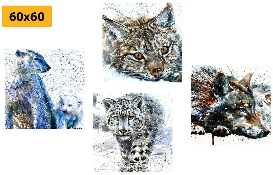 Set di quadri – Animali in interessante versione acquerello