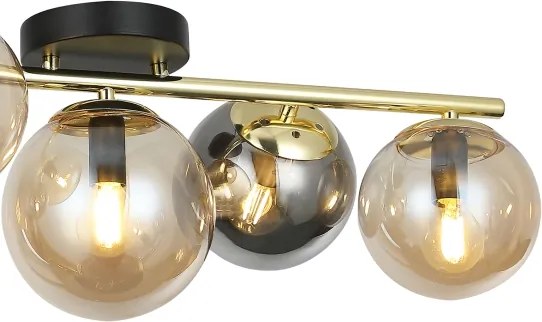 Lampadario a plafone AURIS 5xE14/15W/230V oro/nero fumé/beige