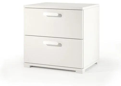 Comodino con 2 cassetti in truciolare bianco L 50 x H 49 x P 39 cm