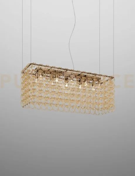 Giogali sospensione r1b cristallo ambra e bronzo opaco 10 luci atta...