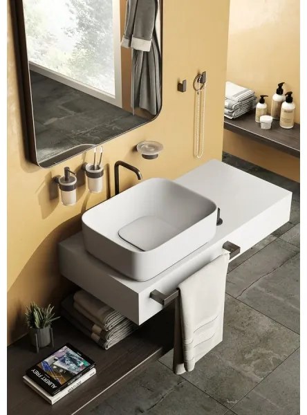 Gedy - Portasapone da parete PIRENEI vetro opalino/grigio metallizzato