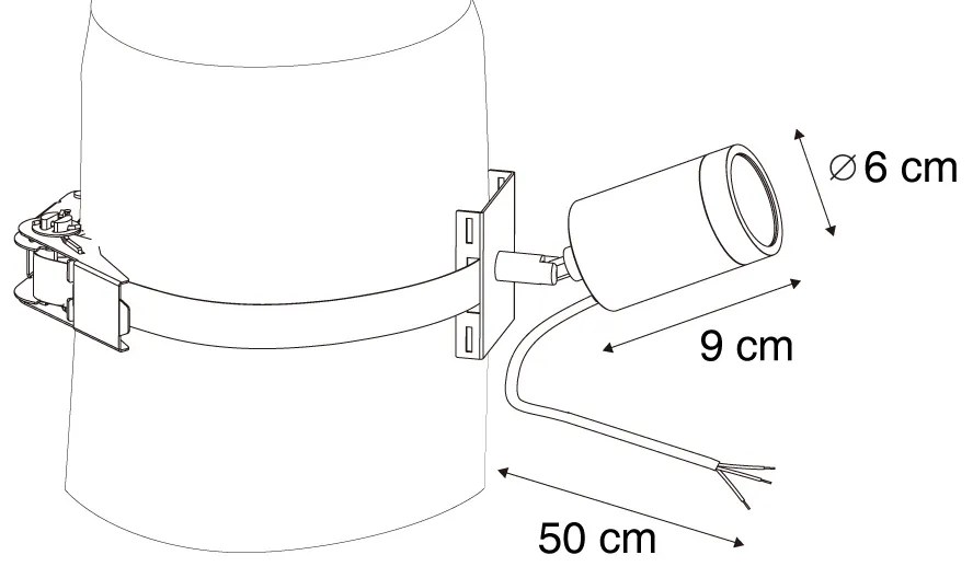 Faretto da esterno nero per albero GU10 50mm orientabile e inclinabile IP65 - Solo