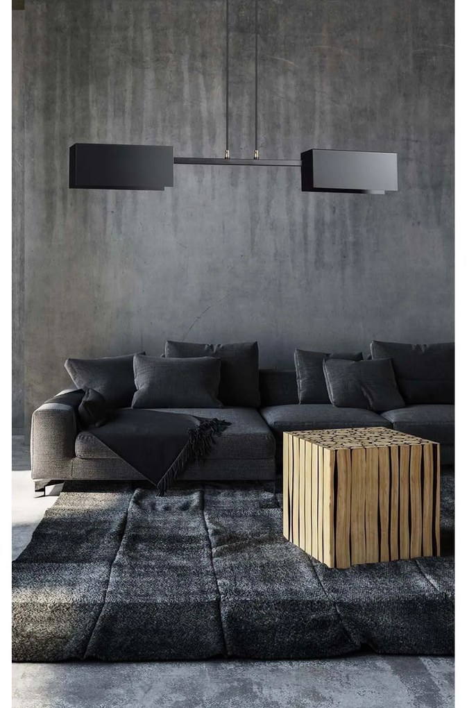 Lampadario Minimal Yuhuang Acciaio Nero 2 Luci E27 Ip20
