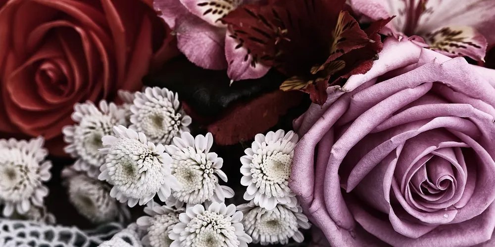 Stampa su tela – Bouquet di rose in stile retrò