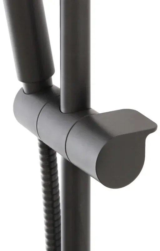 Saliscendi doccia 70 cm regolabile con doccetta tonda in ABS nero opaco Hidra