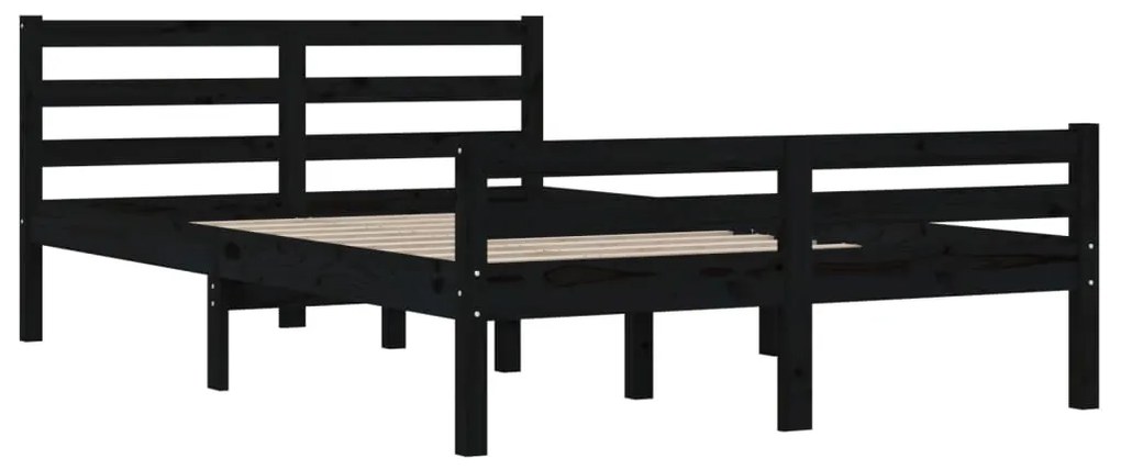 Giroletto nero in legno massello 135x190 cm 4ft6 double