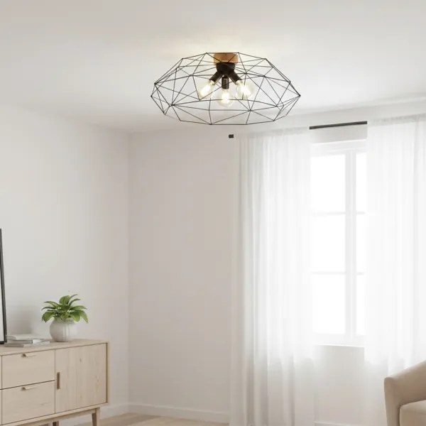 Brilagi - Plafoniera WOODY BASKET 3xE27/60W/230V Ø 80 cm rovere