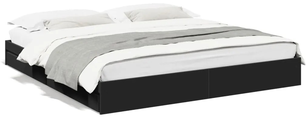 Giroletto Con Cassetti Nero 180x200 Cm İn Legno Multistrato /