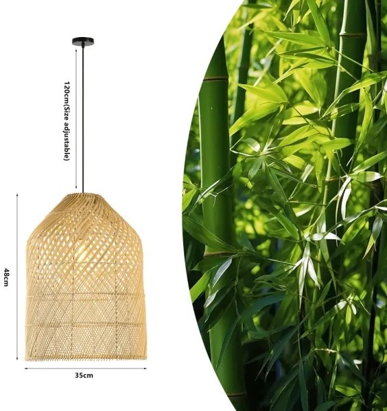 Immax 08259L - Lampadario a sospensione con filo PELO 1xE27/40W/230V diametro 35 cm rattan