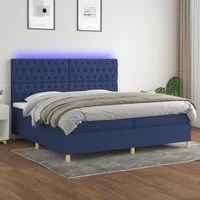 Letto a Molle Materasso e LED Blu 200x200cm in Tessuto 3135707