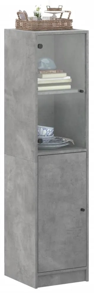 Credenza con anta in vetro grigio cemento 35x37x142 cm