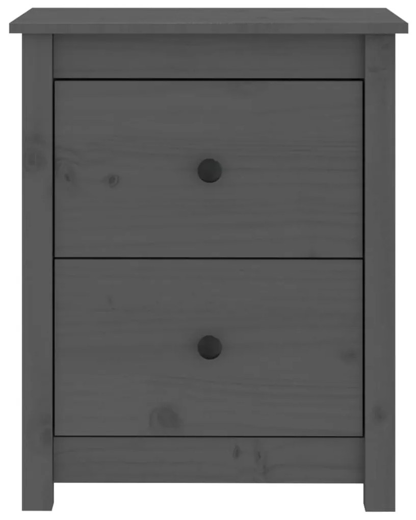 Comodini 2 pz grigi 50x35x61,5 cm in legno massello di pino