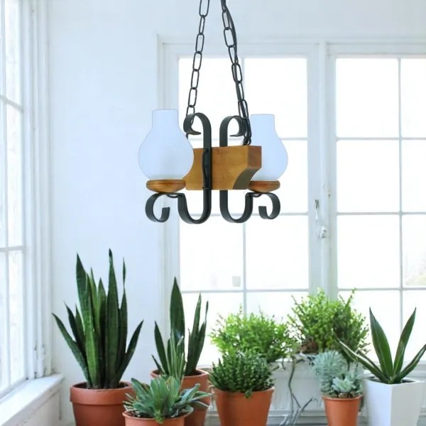 Brilagi - Lampadario a sospensione con catena QUEEN 2xE14/40W/230V faggio