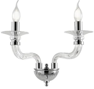 Applique VILLA a 2 luci in vetro lavorato a mano Bianco 35x28 cm