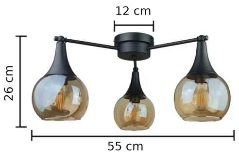 Lampadario a plafone STAR 3xE27/60W/230V nero/fumé beige