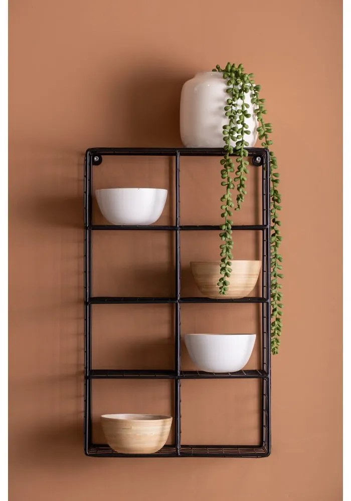 Mensola nera in acciaio con ripiani multipli 30 cm Reja – PT LIVING