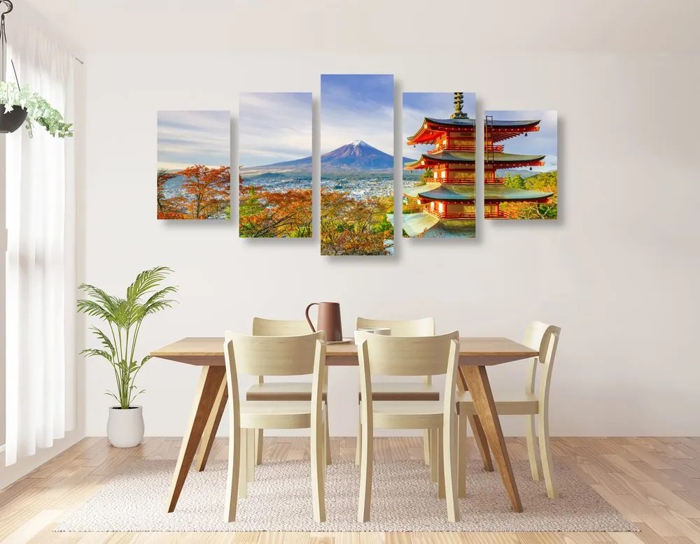 Quadri 5 pezzi – Vista sulla Pagoda Chureito e sul Monte Fuji