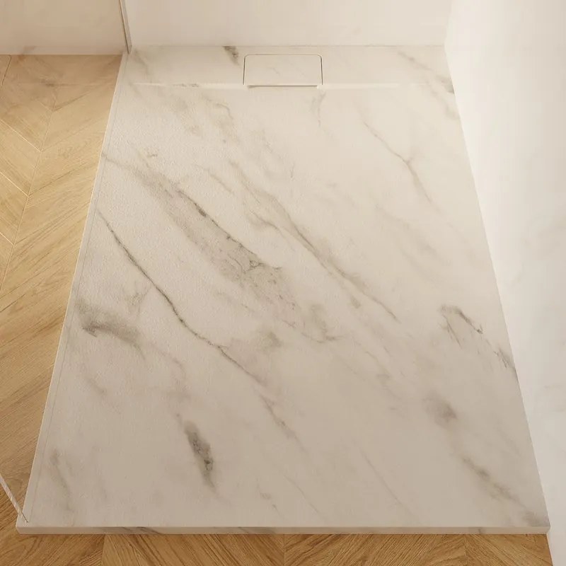 Piatto doccia SENSEA in composito minerale di resina gelificata Neo bianco L 90 x L 140 x H 3 cm opaco effetto marmo