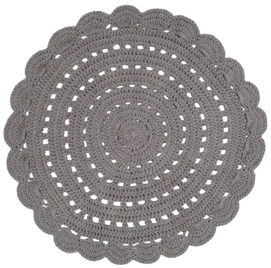 Tappeto rotondo in cotone grigio ø 120 cm Alma - Nattiot