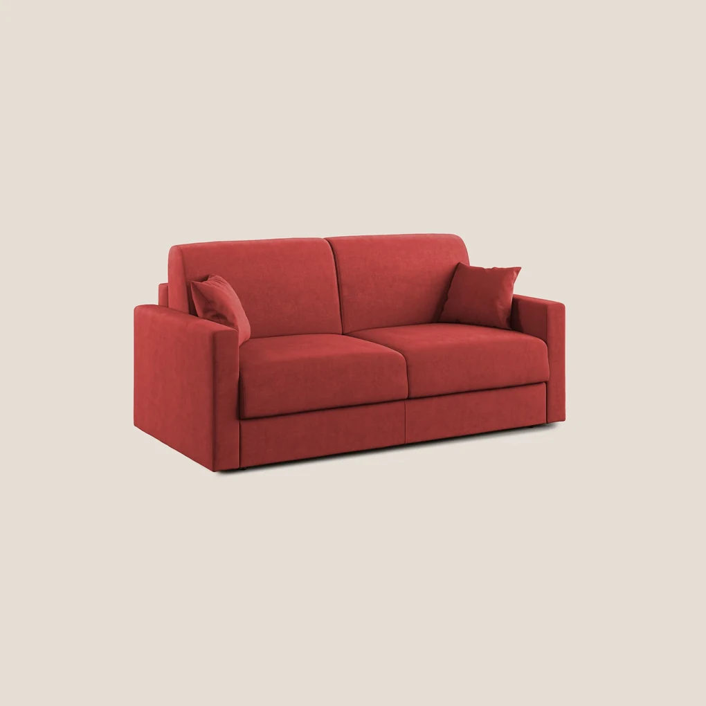 Chris Divano letto in microfibra smacchiabile T11 rosso 166 cm (mat. 120x197)