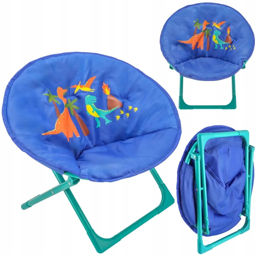 Sedia da campeggio per bambini blu con dinosauri