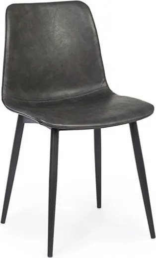 Sedia Da Interno In Ecopelle Antracite Vintage Senza Braccioli Kyra Bizzotto - 4 Pz